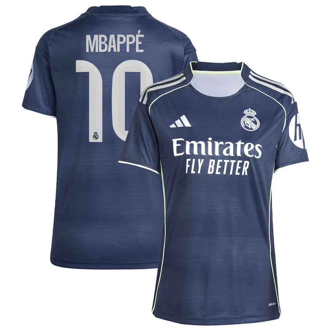 Kylian Mbappé Real Madrid adidas Women's 2025/26 Away Replica Player Jersey - Blue