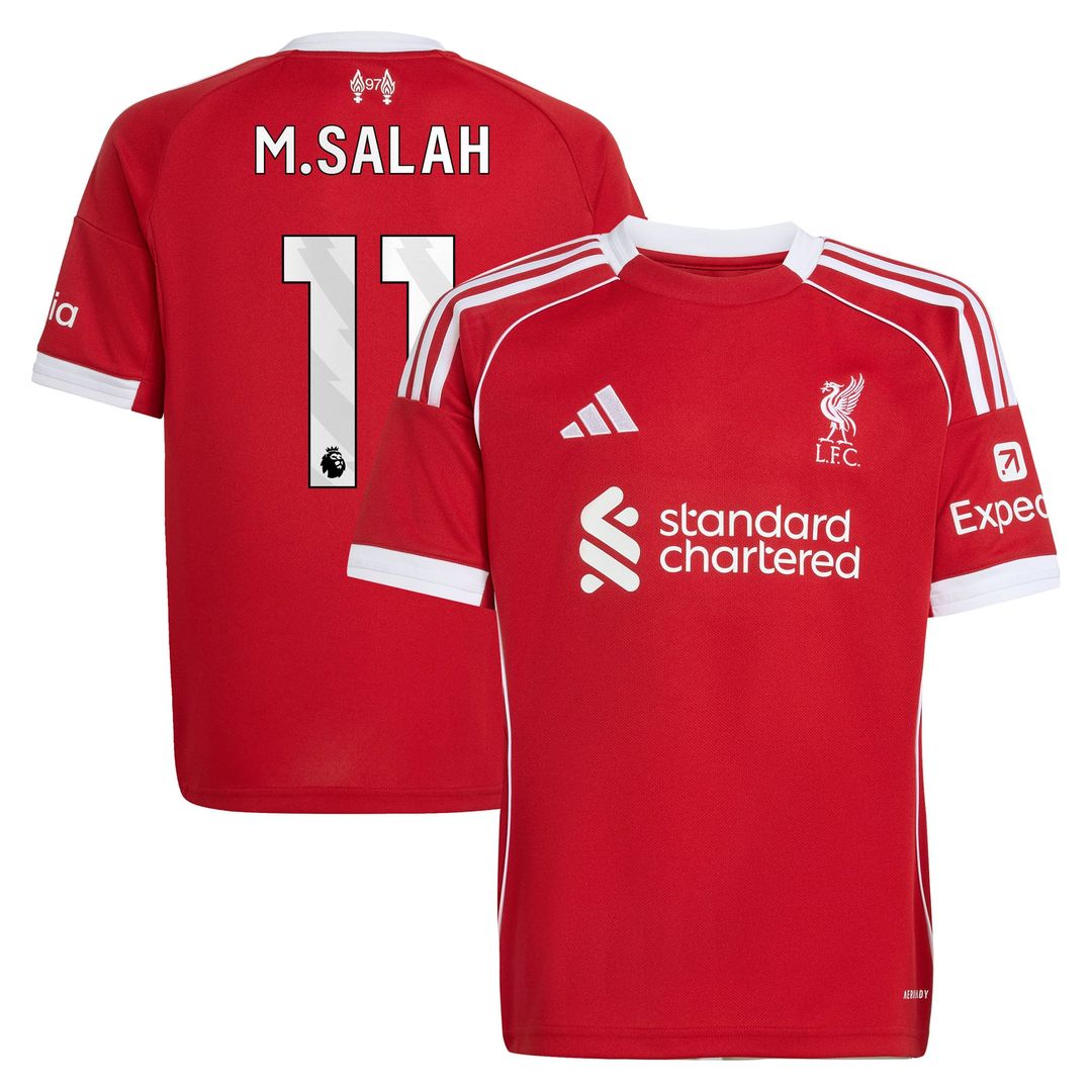Mohamed Salah Liverpool adidas Youth 2025/26 Home Replica Jersey - Red