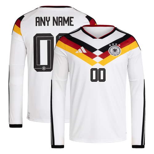 Germany National Team adidas 2026 Home Replica Long Sleeve Custom Jersey - White