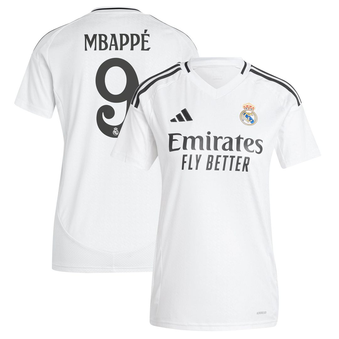 Kylian Mbappé Real Madrid adidas Women's 2024/25 Home Replica Player Jersey - White