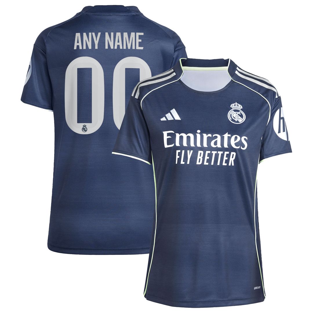 Real Madrid adidas Women's 2025/26 Away Replica Custom Jersey - Blue