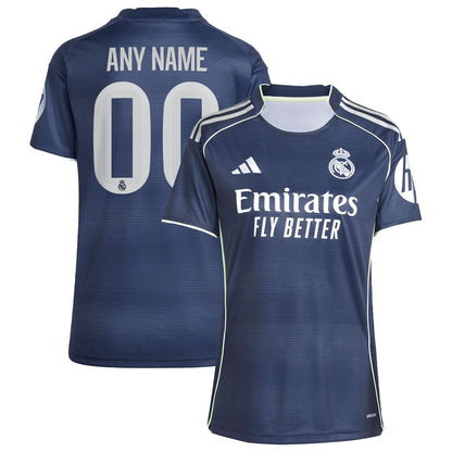 Real Madrid adidas Women's 2025/26 Away Replica Custom Jersey - Blue