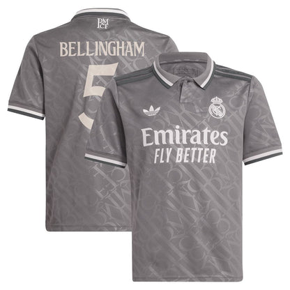 Jude Bellingham Real Madrid adidas Originals Youth 2024/25 Third Replica Player Jersey - Charcoal