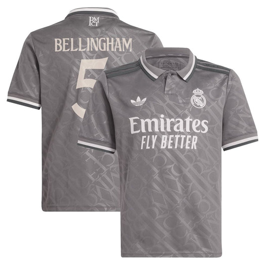 Jude Bellingham Real Madrid adidas Originals Youth 2024/25 Third Replica Player Jersey - Charcoal