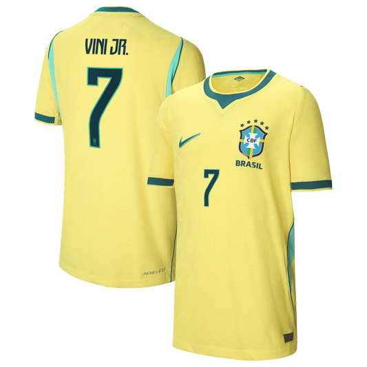 Vini Jr. Brazil National Team Nike Youth 2026 Home Match Authentic Jersey - Yellow