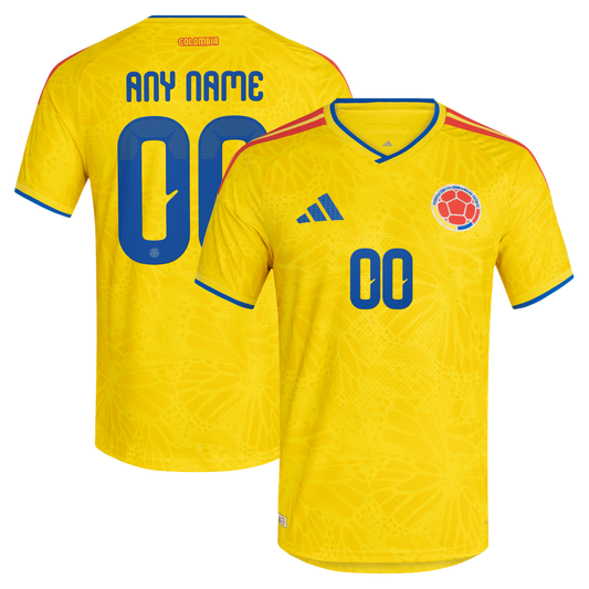 Colombia National Team adidas 2026 Home On-Field Authentic Custom Jersey - Yellow