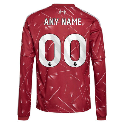 Liverpool adidas Youth 2026/27 Home Replica Long Sleeve Custom Jersey - Red