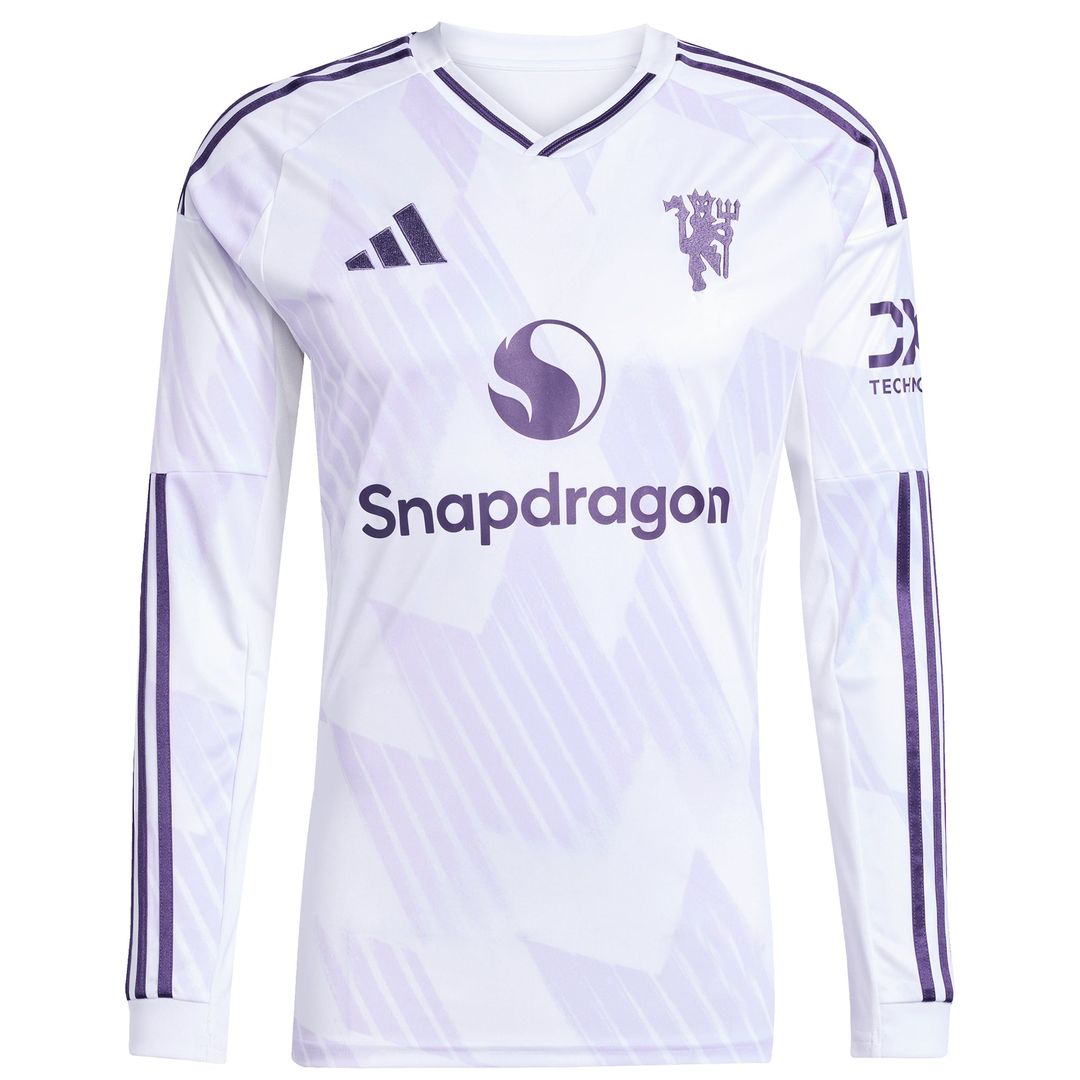 Manchester United adidas 2025/26 Away Replica Long Sleeve Custom Jersey - White