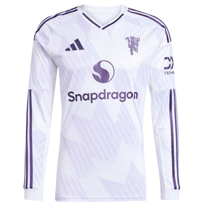 Manchester United adidas 2025/26 Away Replica Long Sleeve Custom Jersey - White
