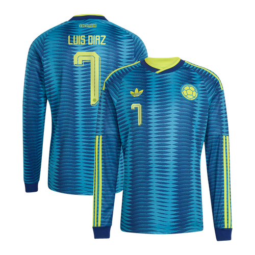 Luis Diaz Colombia National Team adidas 2026 Away Replica Long Sleeve Jersey - Turquoise