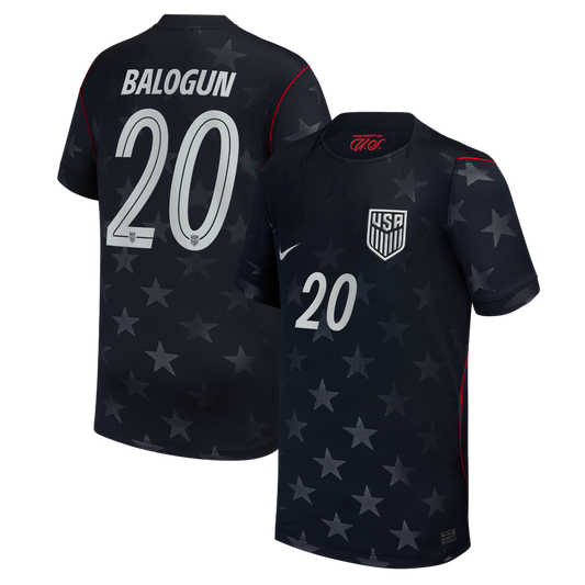 Folarin Balogun USMNT Nike Youth 2026 Away Stadium Replica Jersey - Blue