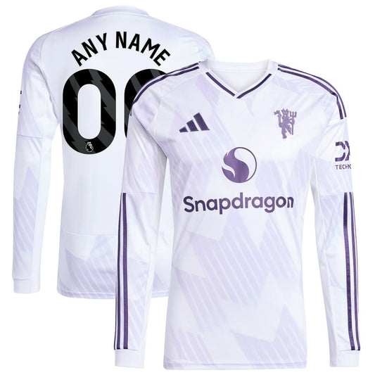 Manchester United adidas 2025/26 Away Replica Long Sleeve Custom Jersey - White