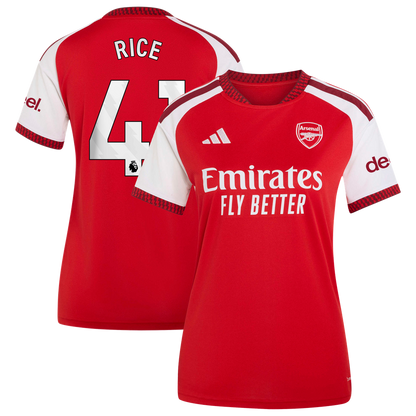 Declan Rice Arsenal adidas Women's 2026/27 Home Home Replica Jersey - Red