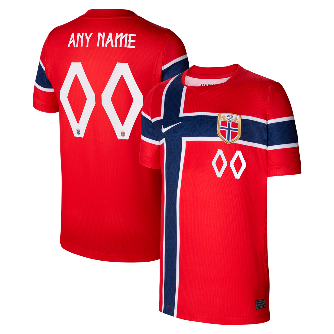 Norway National Team Nike Youth 2026 Home Stadium Replica Custom Jersey - Red