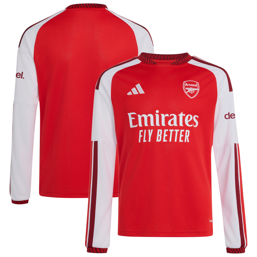 Arsenal adidas Youth 2026/27 Home Replica Long Sleeve Jersey - Red