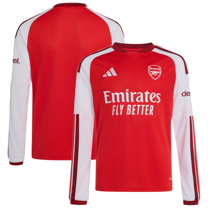 Arsenal adidas Youth 2026/27 Home Replica Long Sleeve Jersey - Red