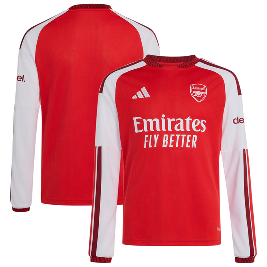 Arsenal adidas Youth 2026/27 Home Replica Long Sleeve Jersey - Red