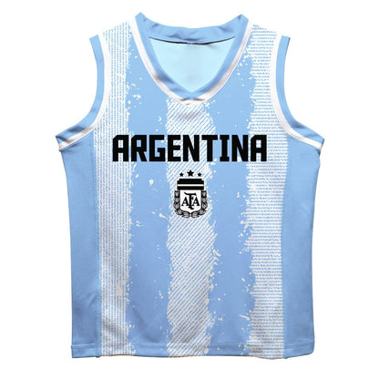 Lionel Messi Argentina National Team Vive La Fete  Mesh Basketball Jersey - Light Blue