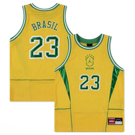 Brazil National Team Jordan Brand Youth Mesh Basketball Fashion Jersey - Yellow