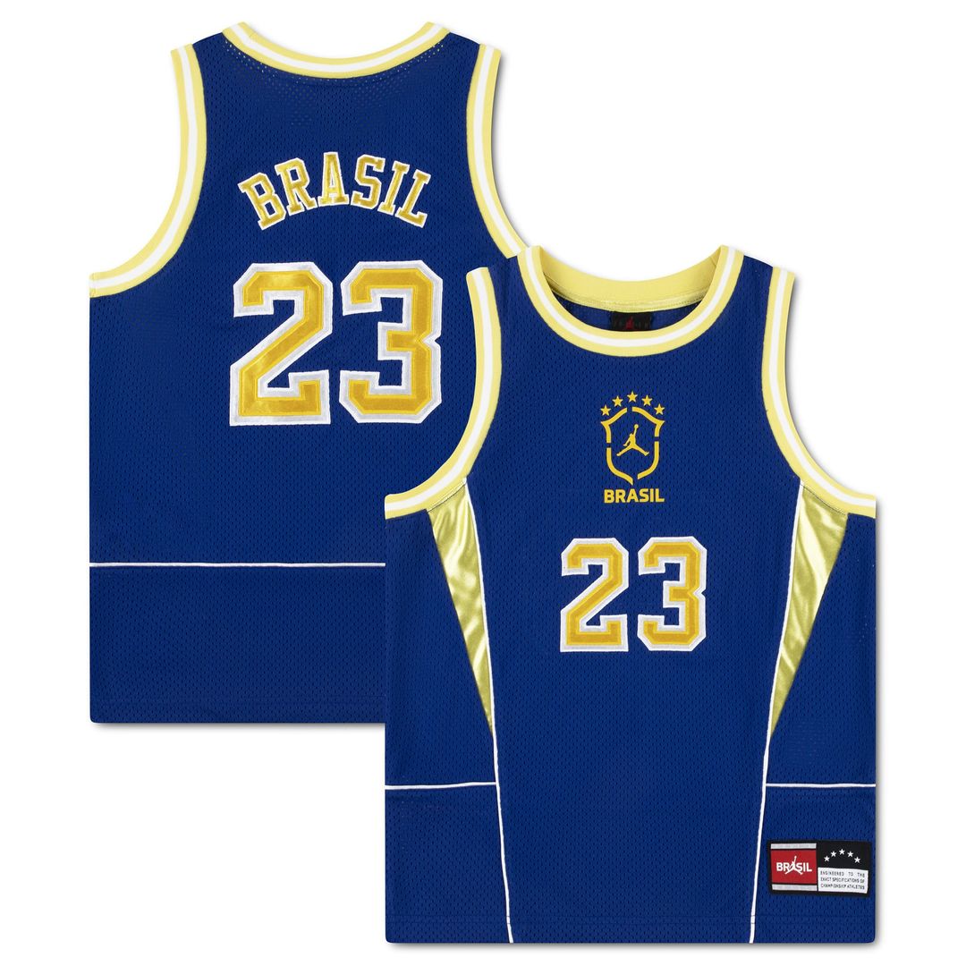 Brazil National Team Jordan Brand Youth Mesh Basketball Fashion Jersey - Yellow