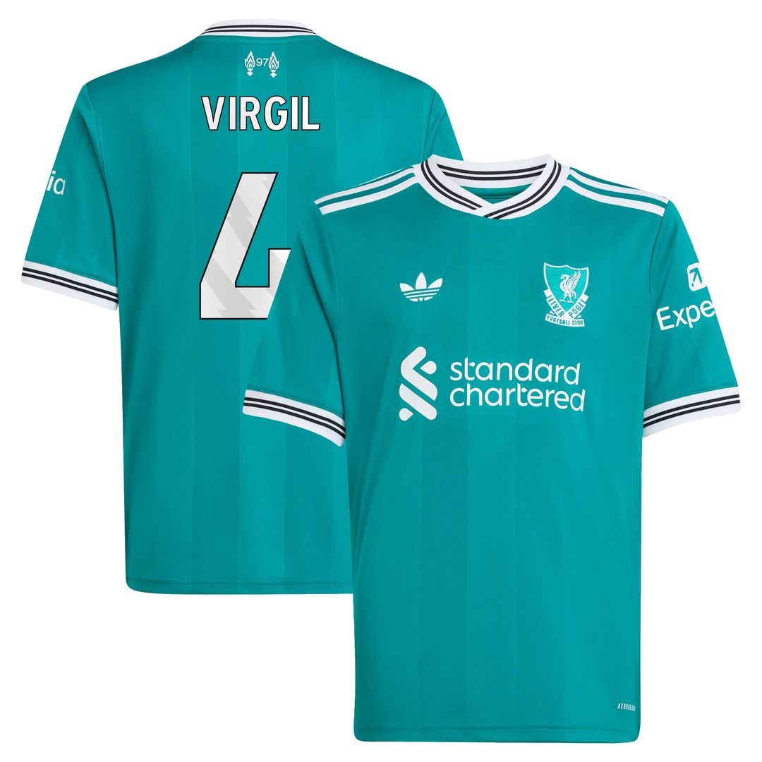 Virgil van Dijk Liverpool adidas Youth 2025/26 Third Replica Player Jersey - Green