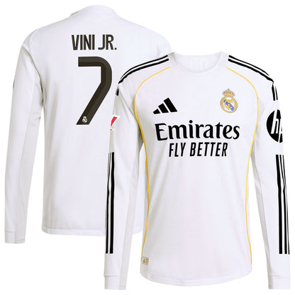 Vini Jr. Real Madrid adidas 2025/26 Home Authentic Long Sleeve Jersey - White