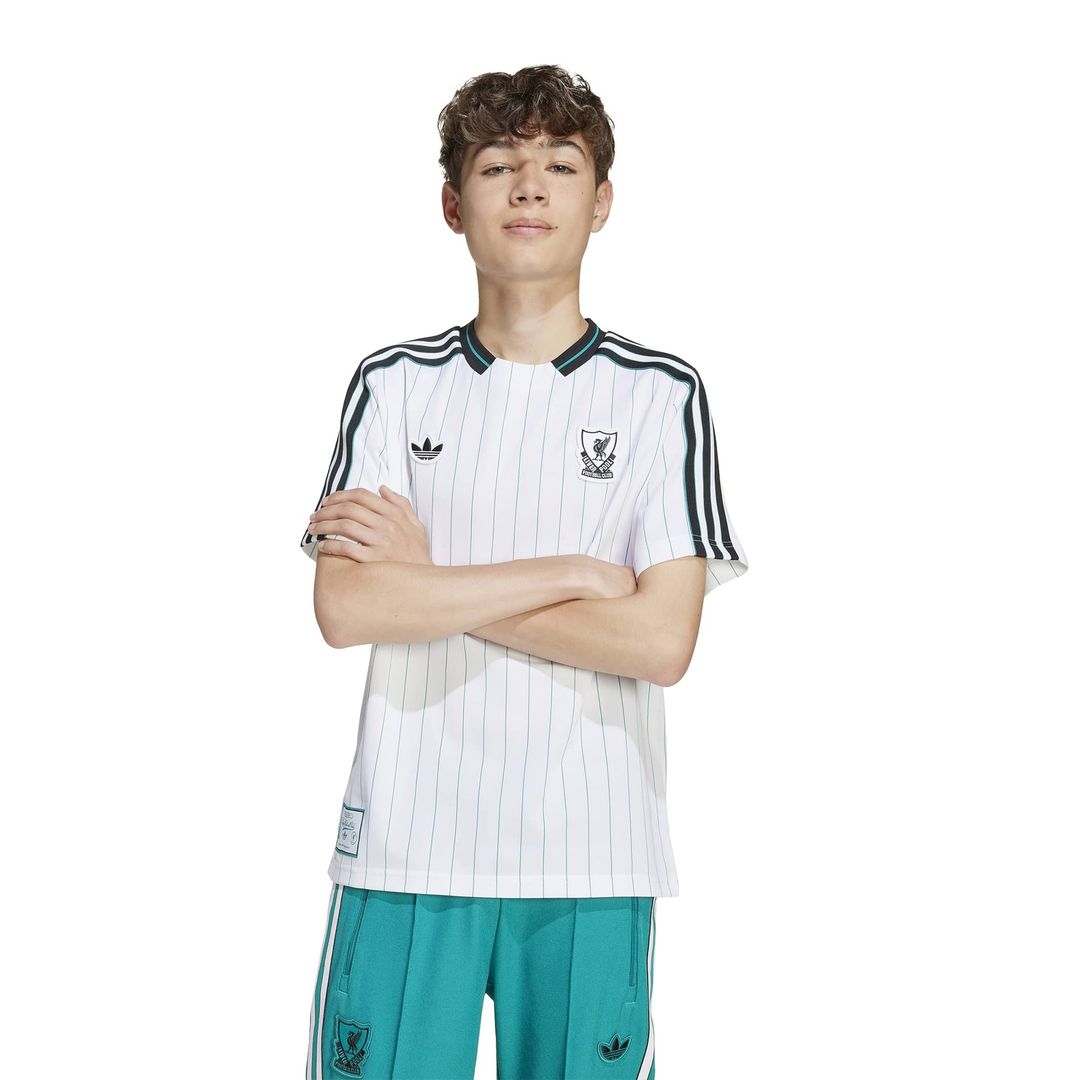 Liverpool adidas Youth Terrace Icons Fashion Jersey - White