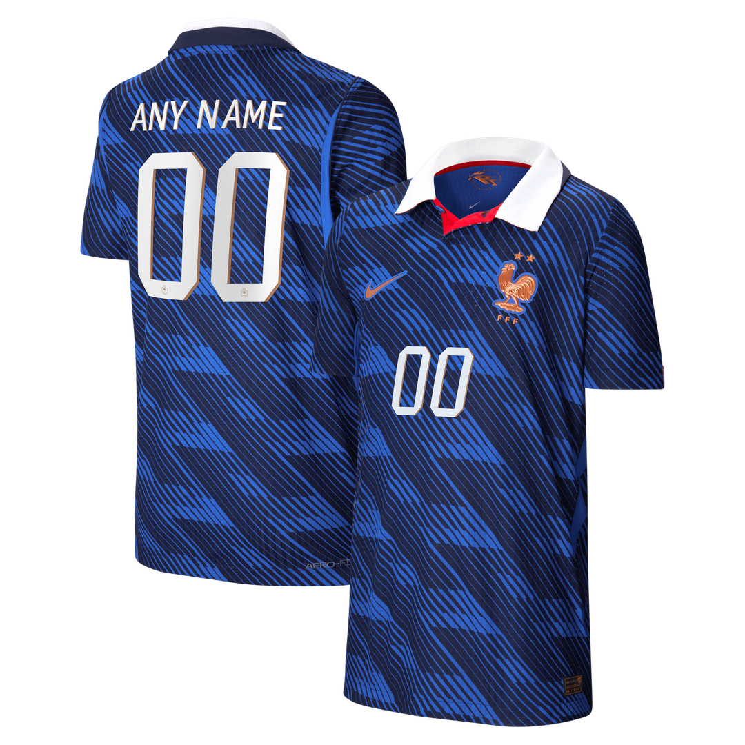 France National Team Nike Youth 2026 Home Match Authentic Custom Jersey - Blue