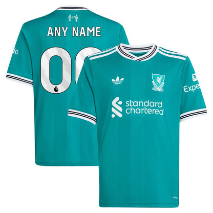 Liverpool adidas Youth 2025/26 Third Replica Custom Jersey - Green