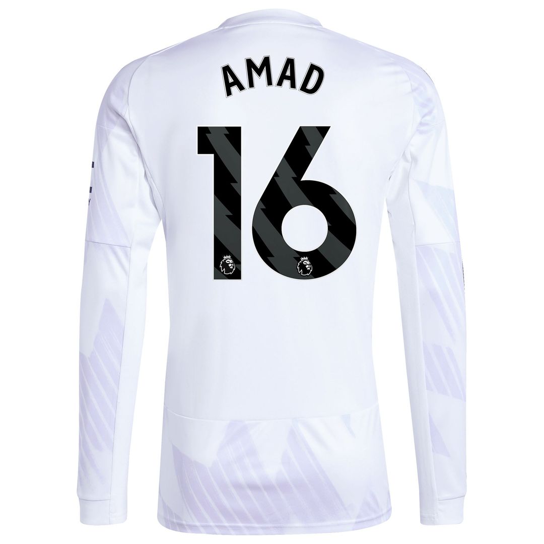 Amad Diallo Manchester United adidas 2025/26 Away Replica Long Sleeve Player Jersey - White