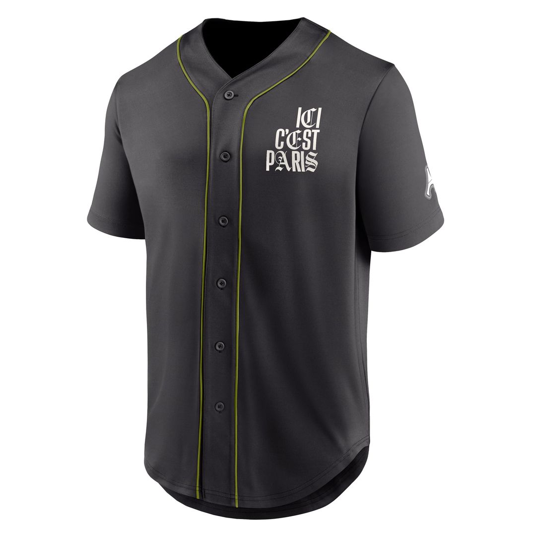 Paris Saint-Germain Fanatics Oversized Baseball Jersey - Charcoal