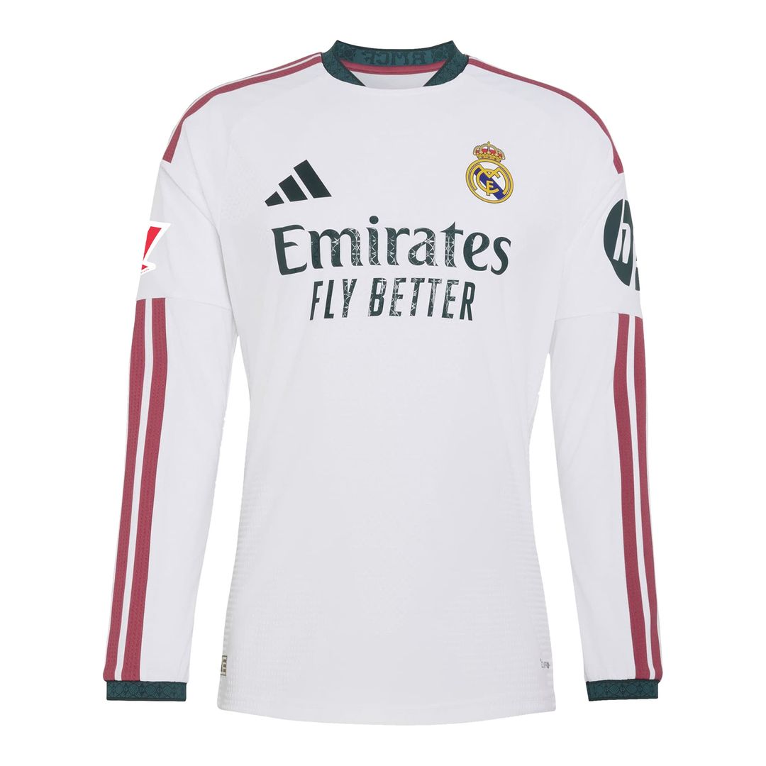 Real Madrid adidas 2026/27 Home On-Field Authentic Custom Long Sleeve Jersey - White