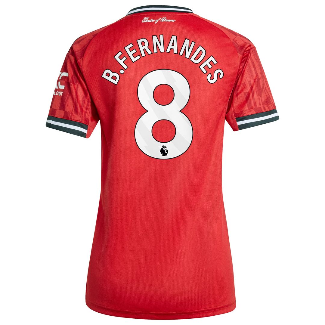 Bruno Fernandes Manchester United adidas Women's Home 2025/26 Replica Player Jersey - Red