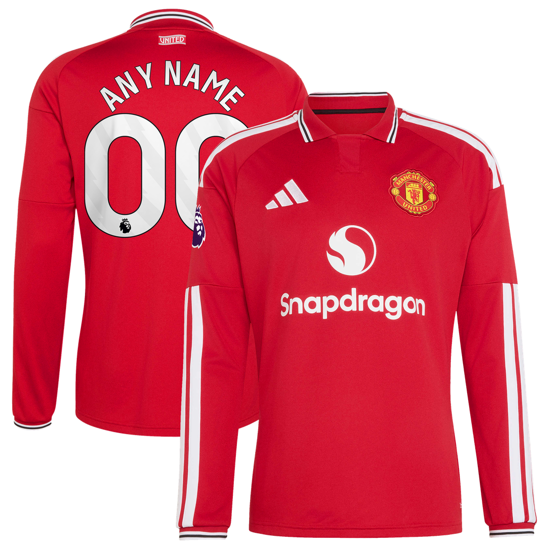Manchester United adidas 2026/27 Home Authentic Long Sleeve Custom Jersey - Red