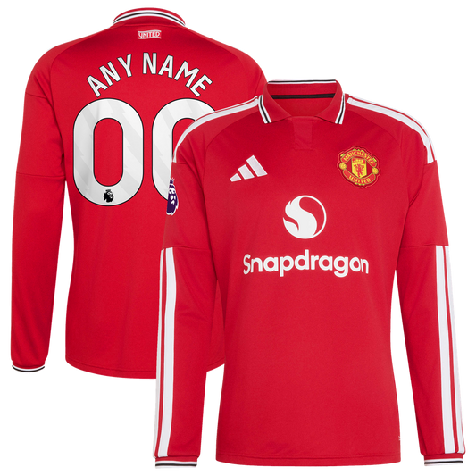 Manchester United adidas 2026/27 Home Authentic Long Sleeve Custom Jersey - Red