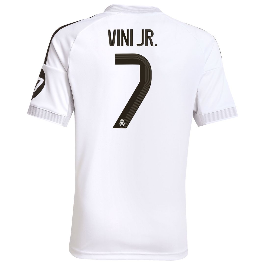 Vini Jr. Real Madrid adidas Youth 2025/26 Home Replica Jersey - White