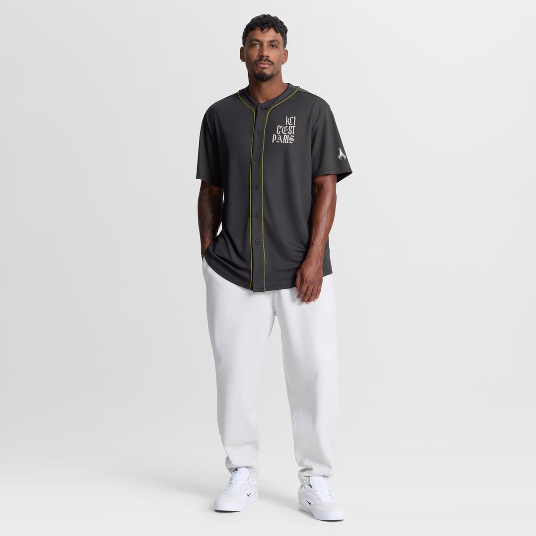 Paris Saint-Germain Fanatics Oversized Baseball Jersey - Charcoal