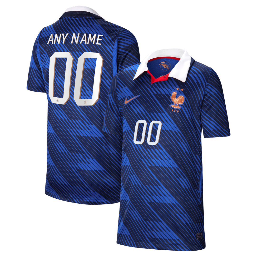 France National Team Nike Youth 2026 Home Stadium Replica Custom Jersey - Blue