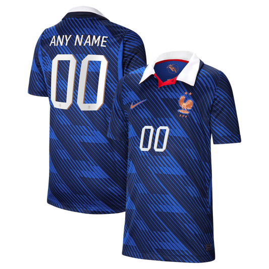 France National Team Nike Youth 2026 Home Stadium Replica Custom Jersey - Blue
