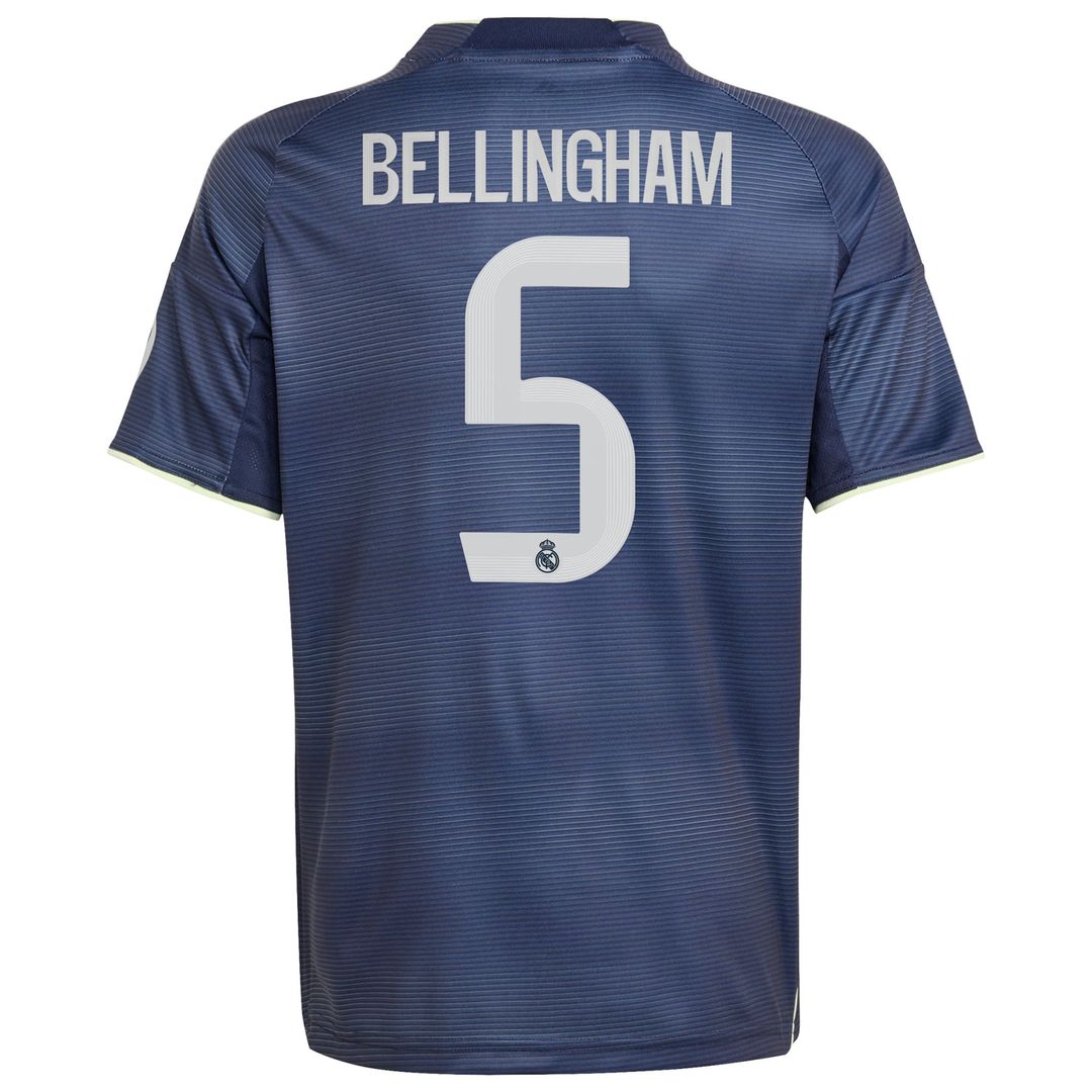 Jude Bellingham Real Madrid adidas Youth 2025/26 Away Replica Player Jersey - Blue