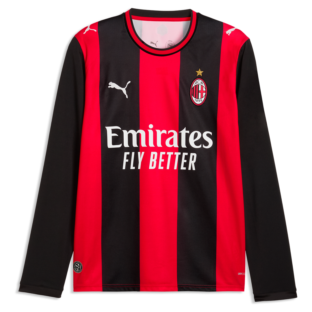 Rafael Leão AC Milan Puma 2026/27 Home Replica Long Sleeve Jersey - Black/Red