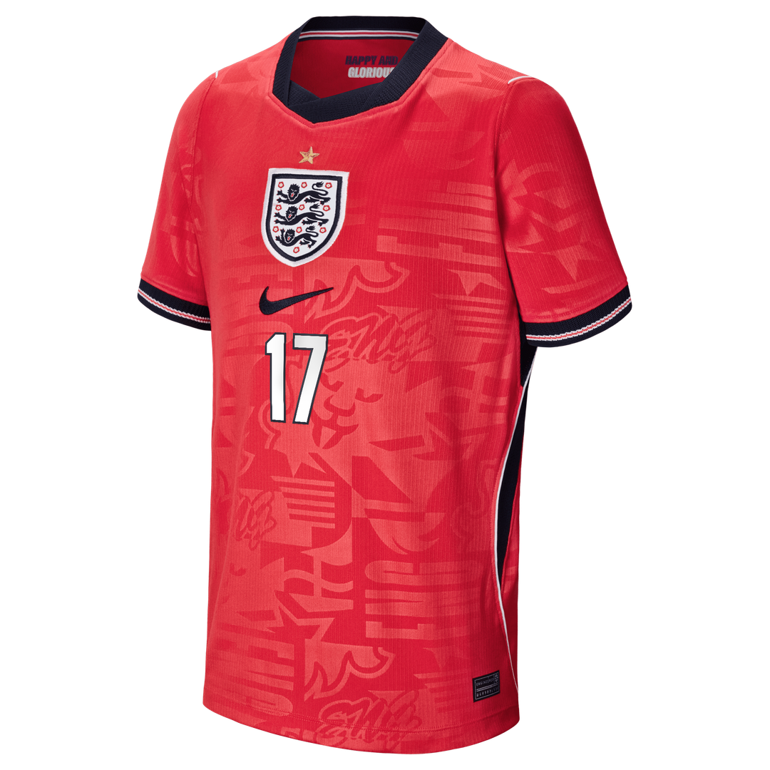 Phil Foden England National Team Nike Youth 2026 Away Stadium Replica Jersey - Red
