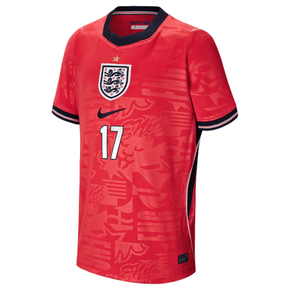 Phil Foden England National Team Nike Youth 2026 Away Stadium Replica Jersey - Red