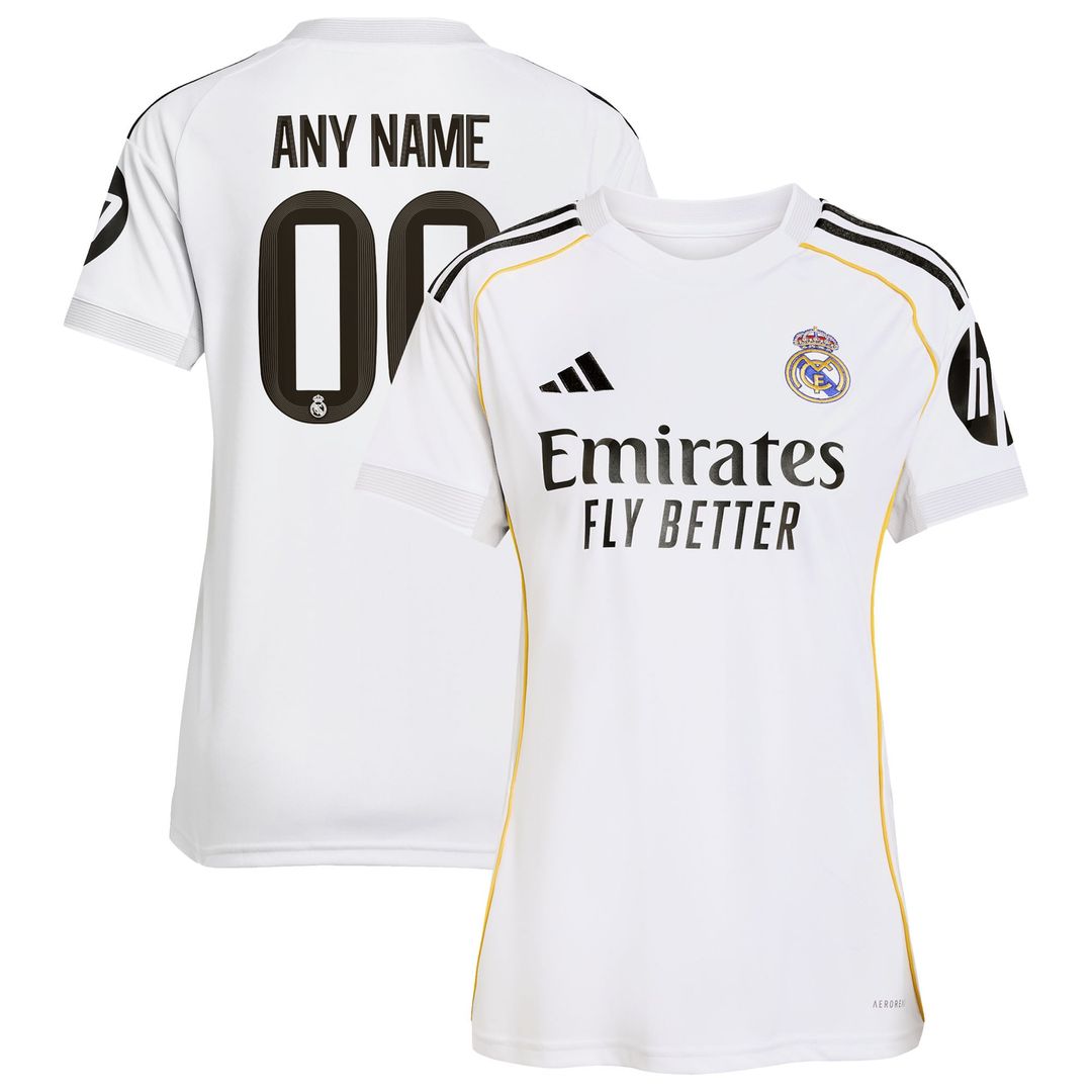 Real Madrid adidas Women's 2025/26 Home Replica Custom Jersey - White