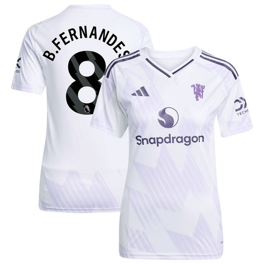 Bruno Fernandes Manchester United adidas Women's 2025/26 Away Replica Player Jersey - White