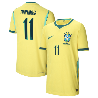 Raphinha Brazil National Team Nike Youth 2026 Home Match Authentic Jersey - Yellow