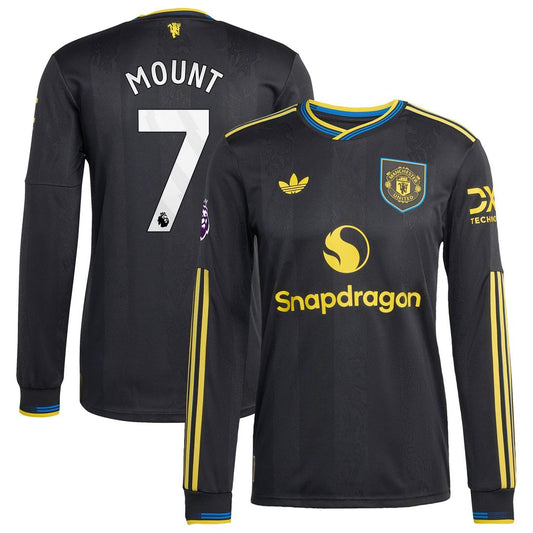 Mason Mount Manchester United adidas 2025/26 Third Authentic Long Sleeve Player Jersey - Black