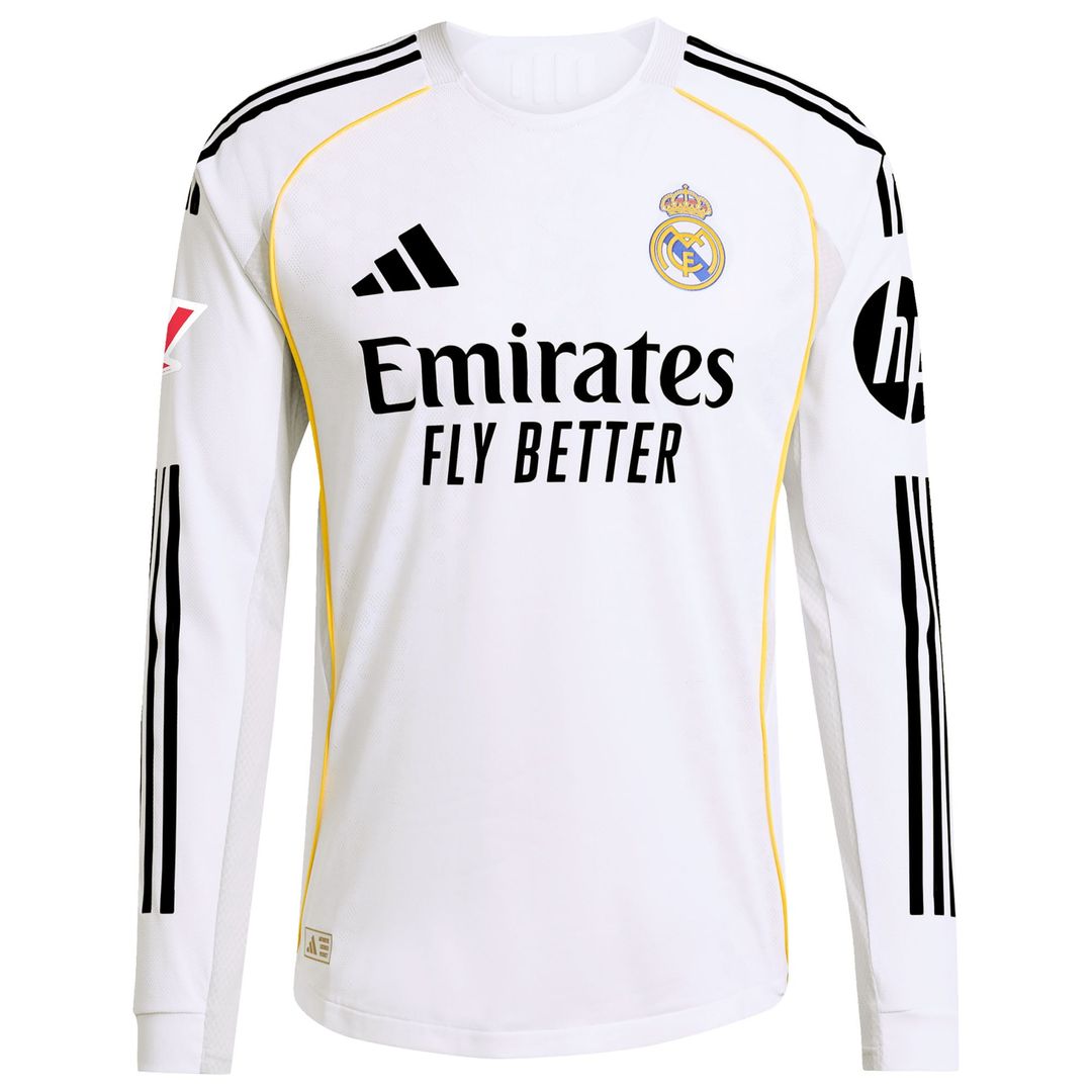 Vini Jr. Real Madrid adidas 2025/26 Home Authentic Long Sleeve Jersey - White